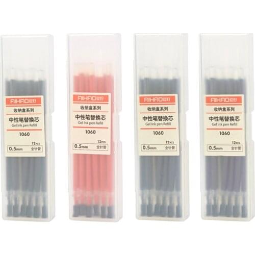 12 pcs Gel ink pen refill set 0.5mm ballpoint metal for writing signature Stationery Office accessories school supplies A6738