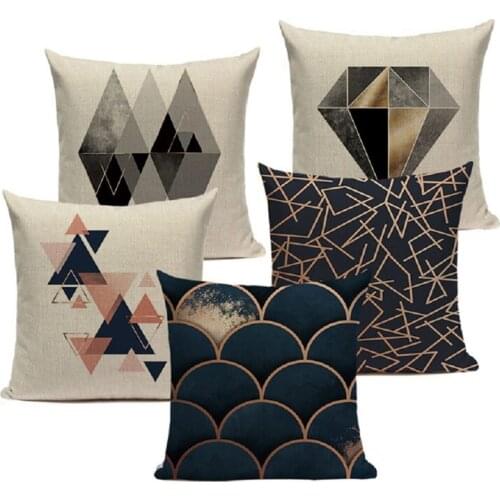 45x45cm Flax Bedding Decorative Pillow Covers Geometric Square Pillowcases Home Textile Pillow Cases Decor Accessories