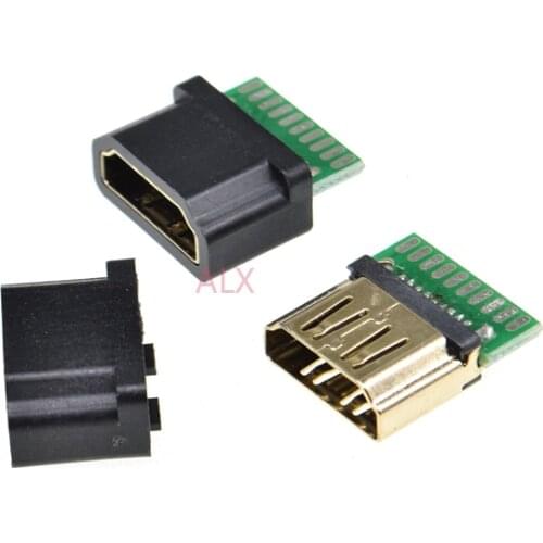 5PCS 19PIN 19P HDMI FEMale Jack/socket connector with PCB Board Solder Type with plastic shell