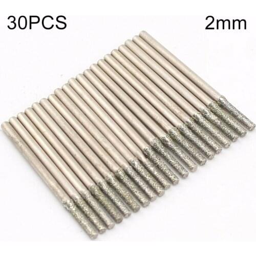 30Pcs 2.0mm Diamond Hole Saw Drill Bit Cutter Coated Solid Glass Drill Hole Opener Bits For Gemstone Tiles Glass Ceramic