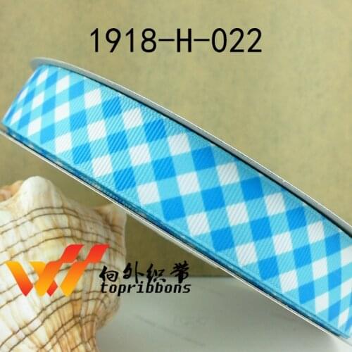 Free shipping 50 yards plaid ribbon printed grosgrain ribbon 1918-H-022