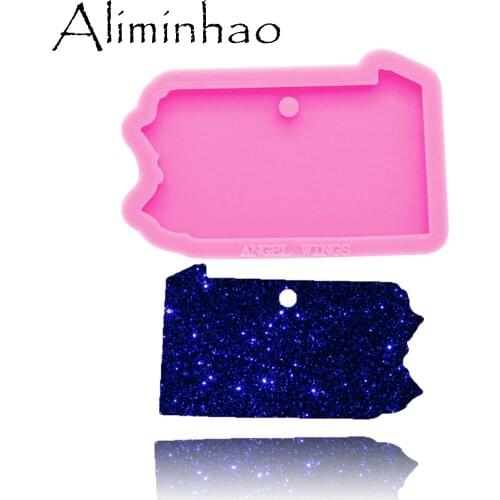 DY0224 Shiny Pennsylvania mold Silicone Molds DIY United States State Map resin epoxy keychains Mould custom keychain