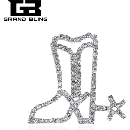 GRANDBLING Rhinestone Cowboy Boot Brooch Pin Jewelry