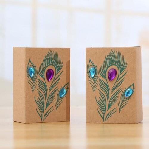 Birthday Paper Favors Boxes Kids Peacock Packaging DIY Candy Box Gift With Ribbon Favor Holders Candy Storage Box LX1798