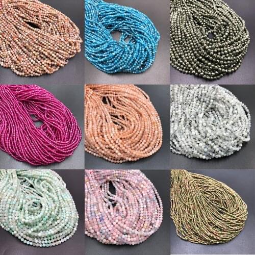 15.5‘’ Natural Fine Stone Beads 2MM Polished Round Agat Crystal Bead Facet Strand Spacer Beaded For Jewelry Making Beadwork DIY