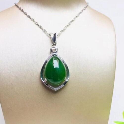 Boutique Hetian Jade Jasper Water Drop pendant,S925 Silver Necklace, Jewelry