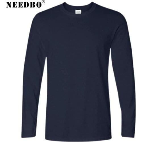 Fast Shipping Mens Cotton T-Shirt Men Long Sleeved O-Neck Solid Color Casual Men T Shirt Plus Size Tee-Shirt Homme Male Tops Tee