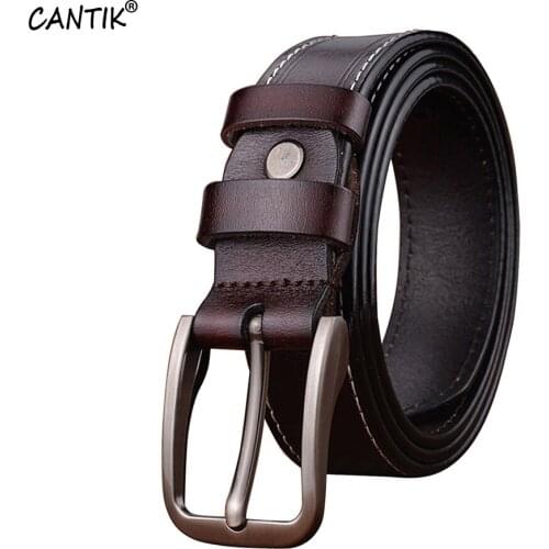 CANTIK Ladies Quality Real Cowskin Leather Belts Alloy Pin Buckles Metal Jeans Clothing Accessories for Women 2.8cm Width FCA056