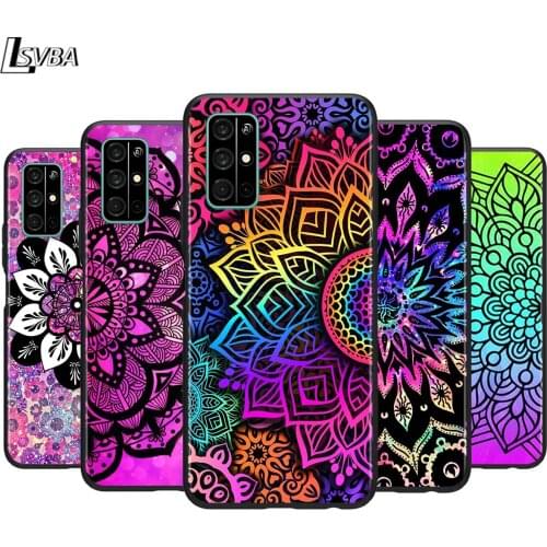 Mandala Yoga Art for Huawei Honor 30 20S 20 10i 9S 9A 9C 9X 8X 10 9 Lite 8A 7C 7A Pro Soft Black Phone Case