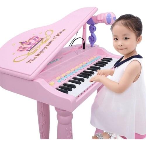 Childrens Electronic Piano, Girls' Piano Microphone, Beginners Can Play Rechargeable Baby Puzzle 3-6-year-old Music Toys