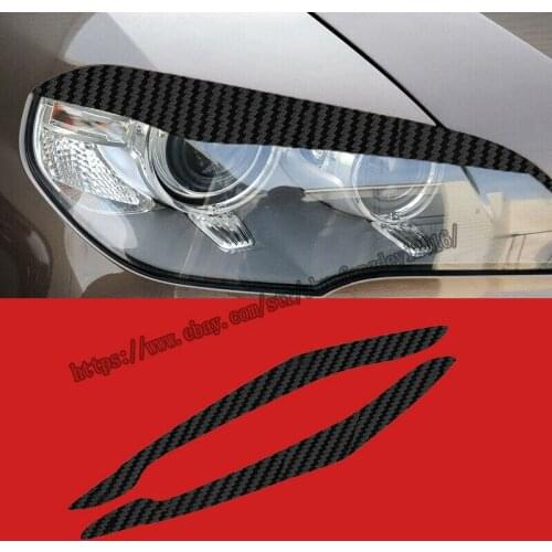 For BMW X5 E70 2008-2013 3D Carbon Fiber Sticker Headlight Eyelid Eyebrow Decal