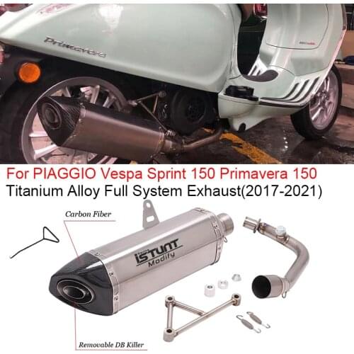 For PIAGGIO Vespa Sprint 150 Primavera 150 2017-2021 Muffler Titanium Alloy Full System Motorcycle Exhaust Pipe Escape Moto