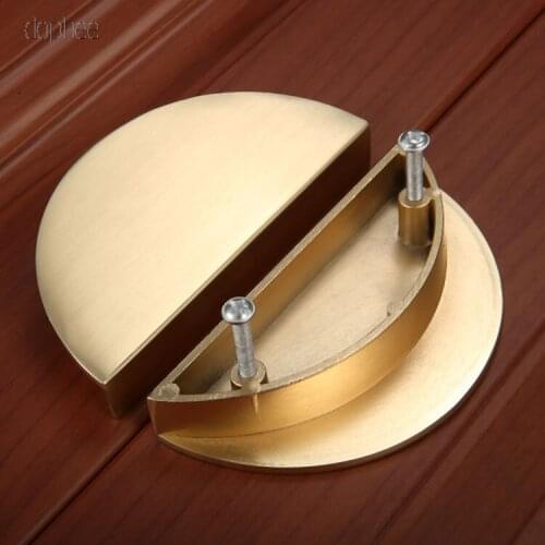 Dophee 1 pair 64mm Semicircular Solid Half Handle Cabinet Drawer Pull Knob Door Pull Chinese Style Half Moon