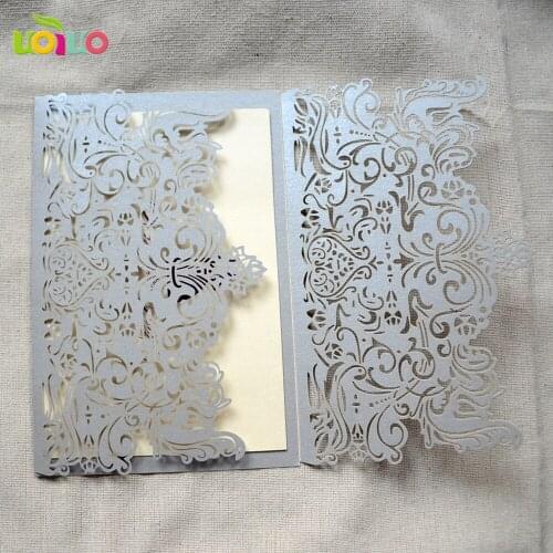 Elegant silver laser engagement wedding cards sleeve with no insert and envelop fancy wedding invitation card 50sets/lot
