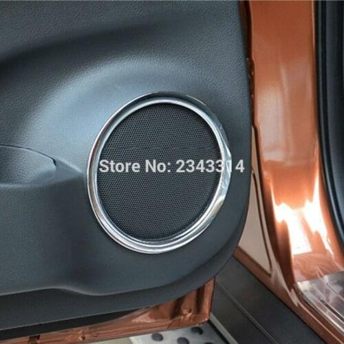For 2014-2019 2020 Nissan X-Trail XTrail T32 Rogue ABS Chrome Door Stereo Speaker Ring Frame Cover Protectors Trim Car Accessory