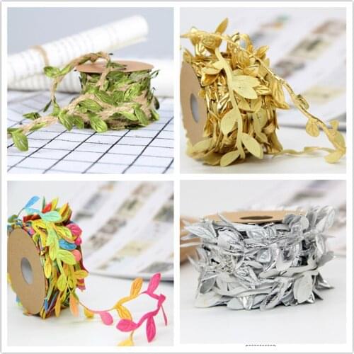 2M 5M Simulation Green Leaves Weaving Hemp Rope DIY Wedding Birthday Wedding Decoration Rattan Gift Bouquet Packaging Rope 5mm