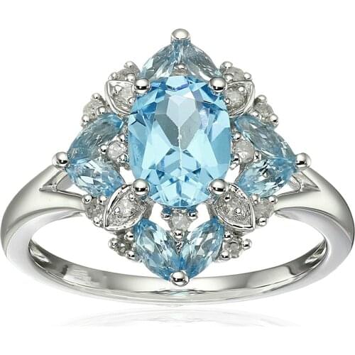 Gorgeous Women Jewelry Light Blue Zircon Bridal Rings for Wedding Engagement Party Set Gifts Size 6 7 8 9 10