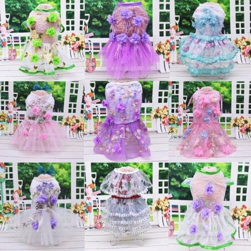 2PCS Summer Dog Tullle Dress Princess Skirt For Small Dog Chihuahua Birthday Wedding Dress Puppy Costume Spring Pet Clothes