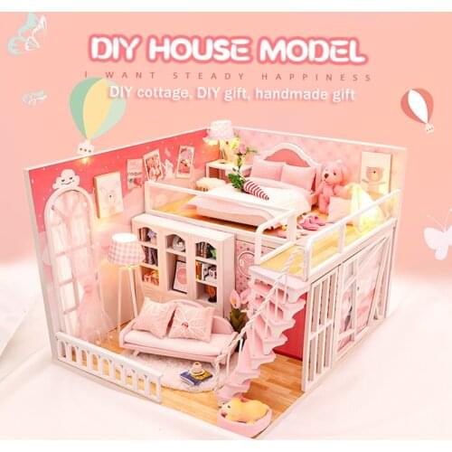 Furniture Diy Doll House Wooden Miniature Doll Houses Furniture Kits Assemble Puzzle Handmade Dollhouse Craft Toys For Children