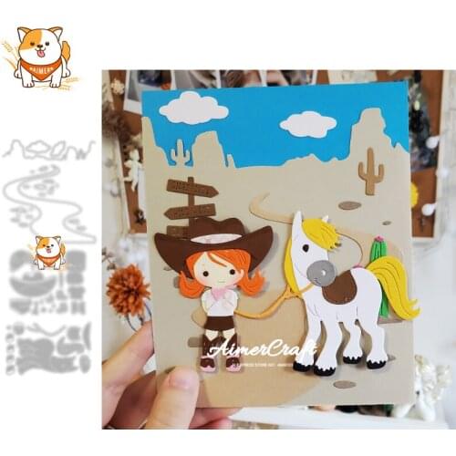 Cowboy riding Series Metal Cutting Dies Mold Scrapbooking Stencil DIY Embossing Craft Die Cuts Card Making New Dies For 2021