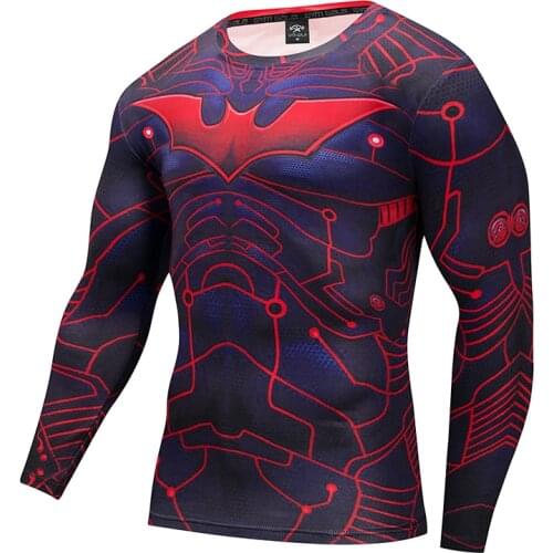 Men Sports Rashgard Long Sleeves T Shirts 3D Print Compression Mens Running Shirt MMA Workout Bodybuilding Quick-Drying T-shirts