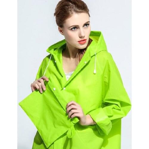 New Eco-friendly Waterproof Green Jelly EVA Transparent Windbreaker Men And Women Raincoat With Hood Outdoor Rainwear Poncho
