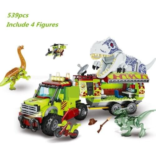 NEW Tyrannosaurus Velociraptor Adventure Off-road Truck Building Blocks Dinosaurs Jurassiced Park Quest Team Kids Toys Gifts
