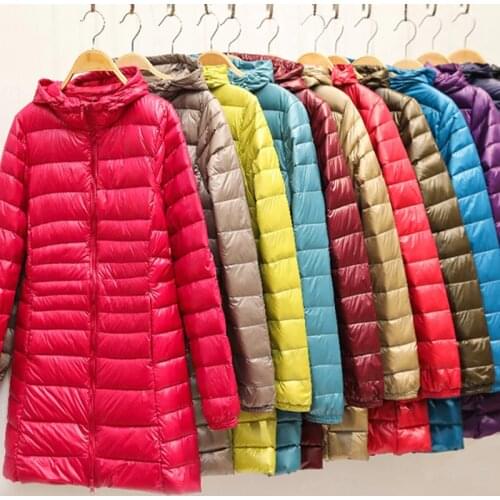 New Plus Size 7xl Long Down Jacket Women Winter Ultra Light Down Jacket Women With Hooded Down Coat Female Big Size Parka Coats