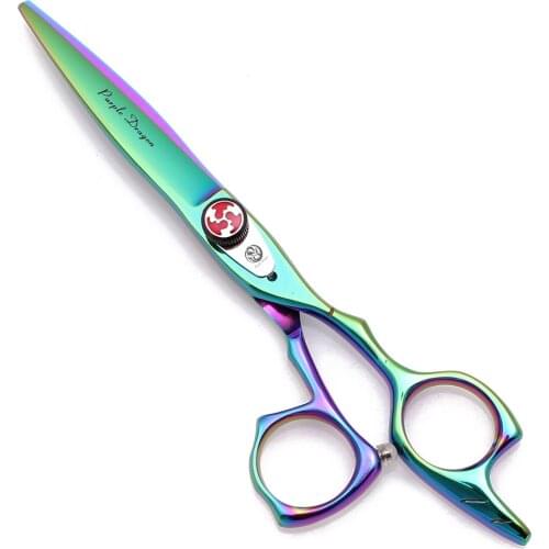 Barber Scissors Japan 440C 5.5" 6.0" Purple Dragon Hairdressing Thinning Scissors Professional 9017# Hot Sell Styling Tool Salon