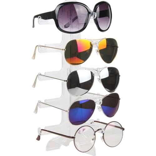 Jewelry Organizer Stand 5 Pair Plastic Sunglasses Eyeglass Glasses Frame Rack Display Shelf Organizer Show Holder Rack Clear