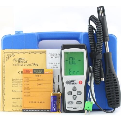 Original Smart Sensor 2 in 1 K-Type Thermocouple Humidity Gauge Meter AS847 Digital Hygrometer High Precision Humidity Meter