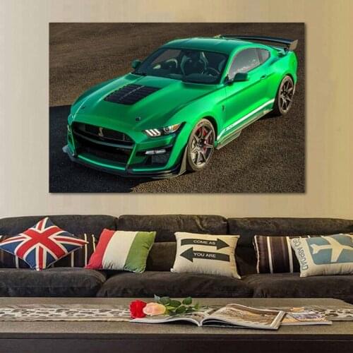 Supercar Posters Green Car Fords Mustang GT Wall Art Picture and Prints Modern Canvas Paintings for Living Room Decor
