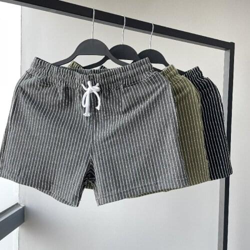 Top Grade Striped Three-quarter Pants Man Sports Casual Shorts Straight Waist Trousers for Men In Pocket Sport