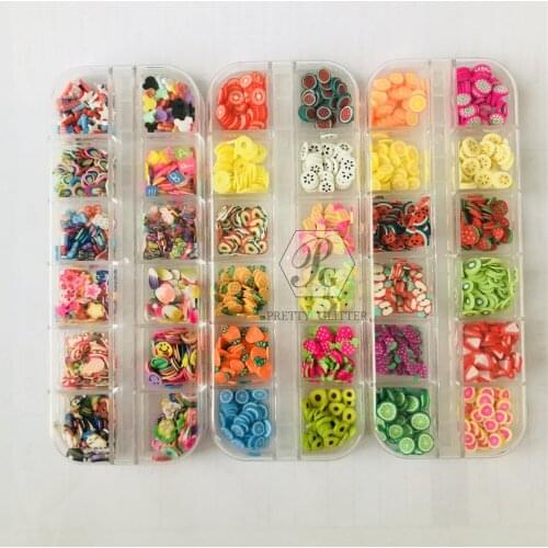 PrettyG 3 Set of 3D Animal Sugar Flower Fruit Slices Cake Slices Supplies Polymer Soft Clay Decoration for Nail Art Slime