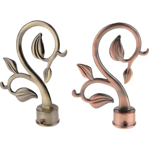 Durable Meat Curtain Rod Finials Window Drapery Blinds Pole End Cap 28mm Inner Diameter - Leaves