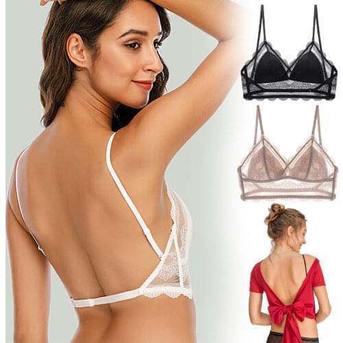 Sexy deep bras low back transparent biustonosz bras tank