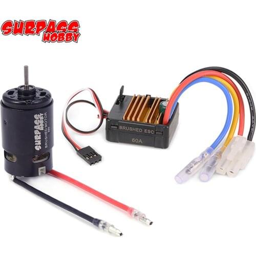 SURPASS HOBBY 550 Brushed Motor 12T 21T 27T 35T with 60A ESC 5V/2A BEC for 1/10 Off-road HSP HPI Kyosho TRAXXAS RC Car Crawler