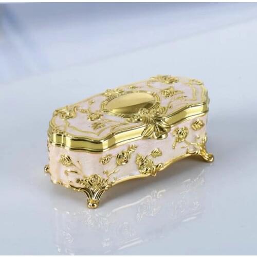 Gold decoration box quality jewelry box ring box metal Necklace box Earrings case carrying cases