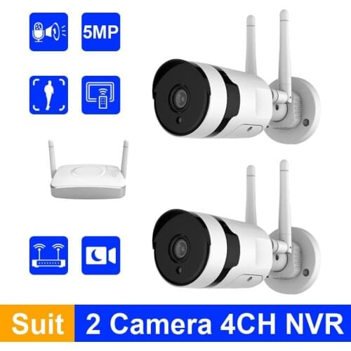 5MP Wifi Surveillance Camera System P2P Wireless Security Camera Set 4CH Mini NVR CCTV Video Camera Kit Outdoor