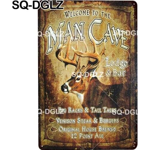 [SQ-DGLZ] New Welcome To The Man Cave Metal Sign Lodge & Bar Wall Painting Plaque Bar Public Decor Sign Art Poster Metal