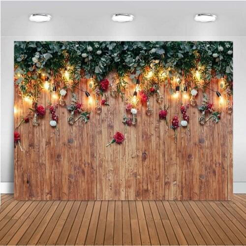 Vintage Wood Wall Rose Flower Backdrop Valentines Day Wedding Party Photo Background Photography Studio Background Photocall