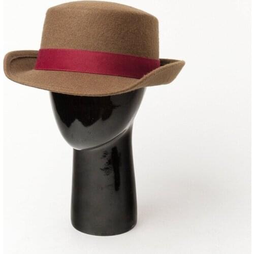 King wheat 2021 Autumn Winter Wool British Style Women Fedoras Airline Stewardess Stage Show Felt Hat Professional Uniform Cap