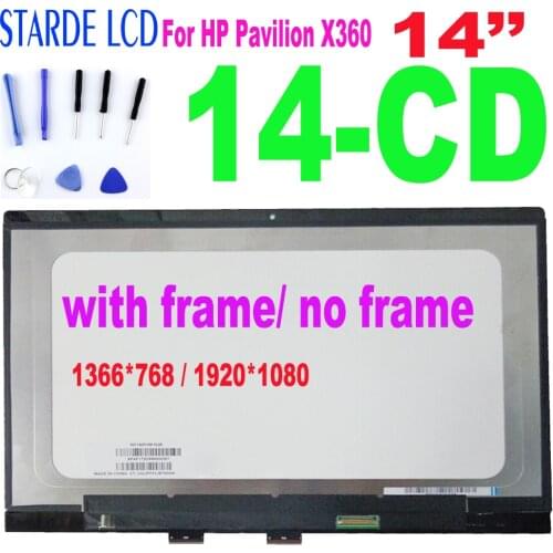 14" LCD Digitizer For HP Pavilion X360 14-CD 14 CD Series Laptops Touch Screen LCD Display Assembly Replacement Panel with Frame