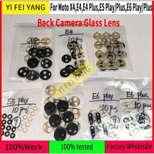 10Pcs A Quality Rear Back Camera Glass Len For Motorola Moto E4 E5 E6 Plus Play One Macro X4 Cover Lens Bezel With Adhesive