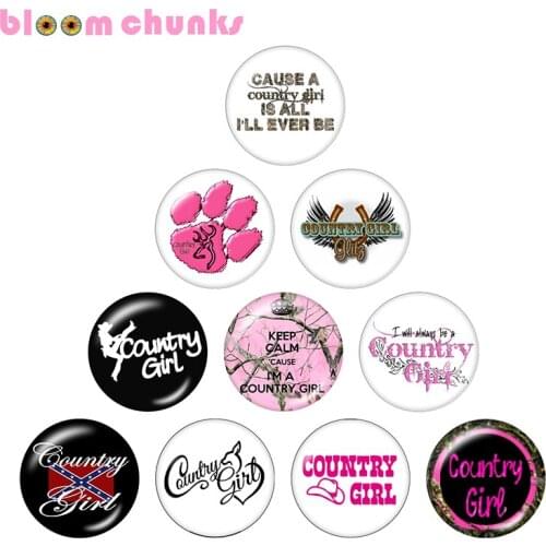 Country girl 10pcs mixed 12mm/18mm/20mm/25mm Round photo glass cabochon demo flat back Making findings S2018