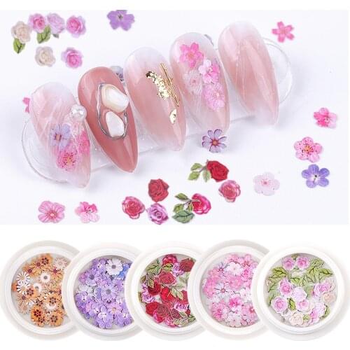 100 Pcs Rose Flower Daisy Leaf Sequins 3D Nail Art Decorations Design Ultrathin Slices Sticker Manicure Desig Accessories