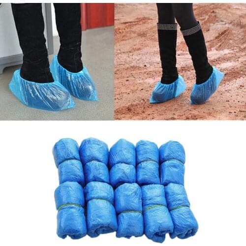 100PCS Waterproof Boot Covers Plastic Disposable Shoe Covers Overshoes
