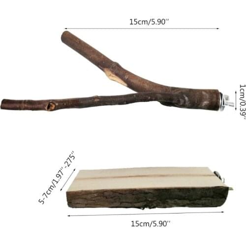 2021 New 2Pcs Natutal Wooden Bird Parrot Toys Rough Bird Perch Cage Play Stand Platform