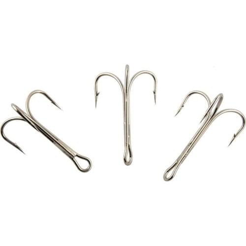 20pcs 3551 High Carbon Steel Treble Fishing Hooks Saltwater Sharp Big OShaughnessy Triple Artificial Bait Fishhooks Size 10/0