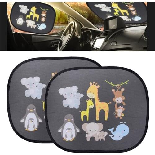2pcs PVC Electrostatic Paste Adsorption Car Sunshade Electrostatic Film Cartoon Sunshade Block Ultraviolet Rays